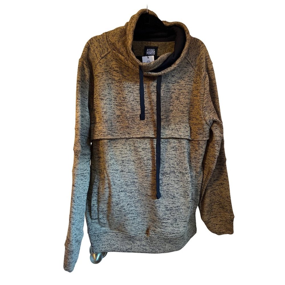 Rebel Minds Men's XL Khaki Cowl Neck Sweatshirt